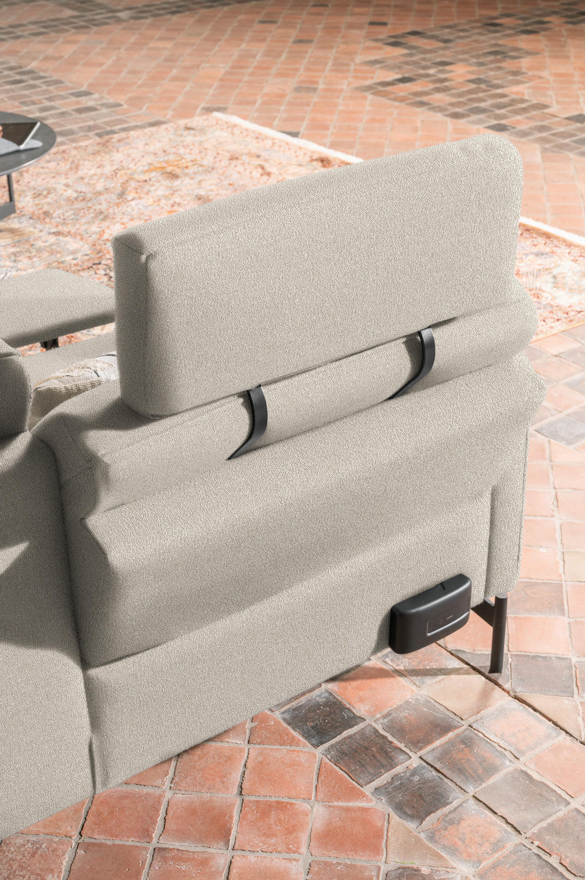 ECKSOFA in Flachgewebe, Struktur Beige  - Anthrazit/Beige, Design, Textil/Metall (254/230cm) - Johann Jakob