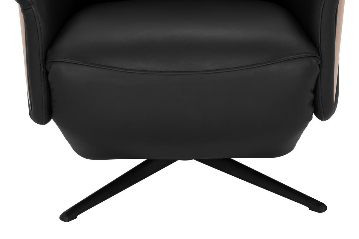 MASSAGESESSEL Echtleder Lederlook Schwarz    - Schwarz/Braun, KONVENTIONELL, Leder/Holzwerkstoff (75/112/85cm) - Livetastic