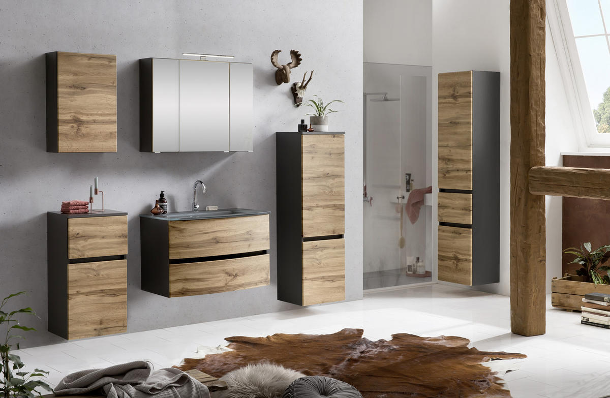 MIDISCHRANK 40/130/35 cm  - Eichefarben/Silberfarben, KONVENTIONELL, Holzwerkstoff (40/130/35cm) - Held