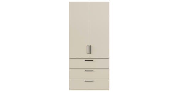 DREHTÜRENSCHRANK 101/223/61 cm,  in Champagner, 2-türig  - Champagner/Schwarz, Basics, Holzwerkstoff/Metall (101/223/61cm) - Novel