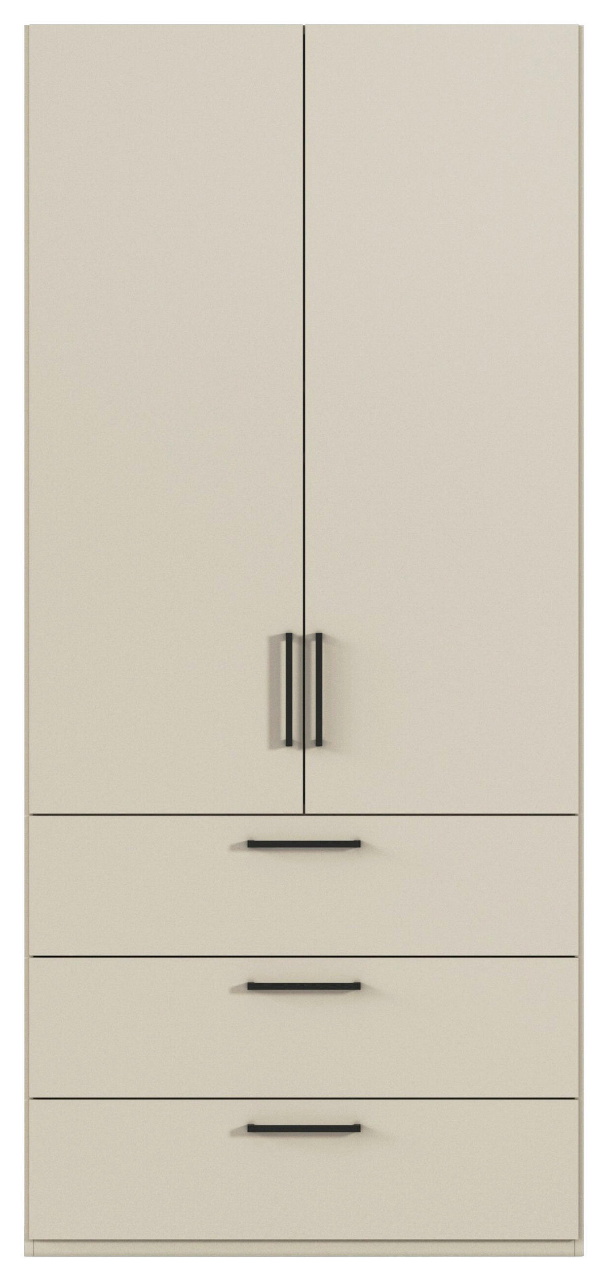 DREHTÜRENSCHRANK 101/223/61 cm,  in Champagner, 2-türig  - Champagner/Schwarz, Basics, Holzwerkstoff/Metall (101/223/61cm) - Novel