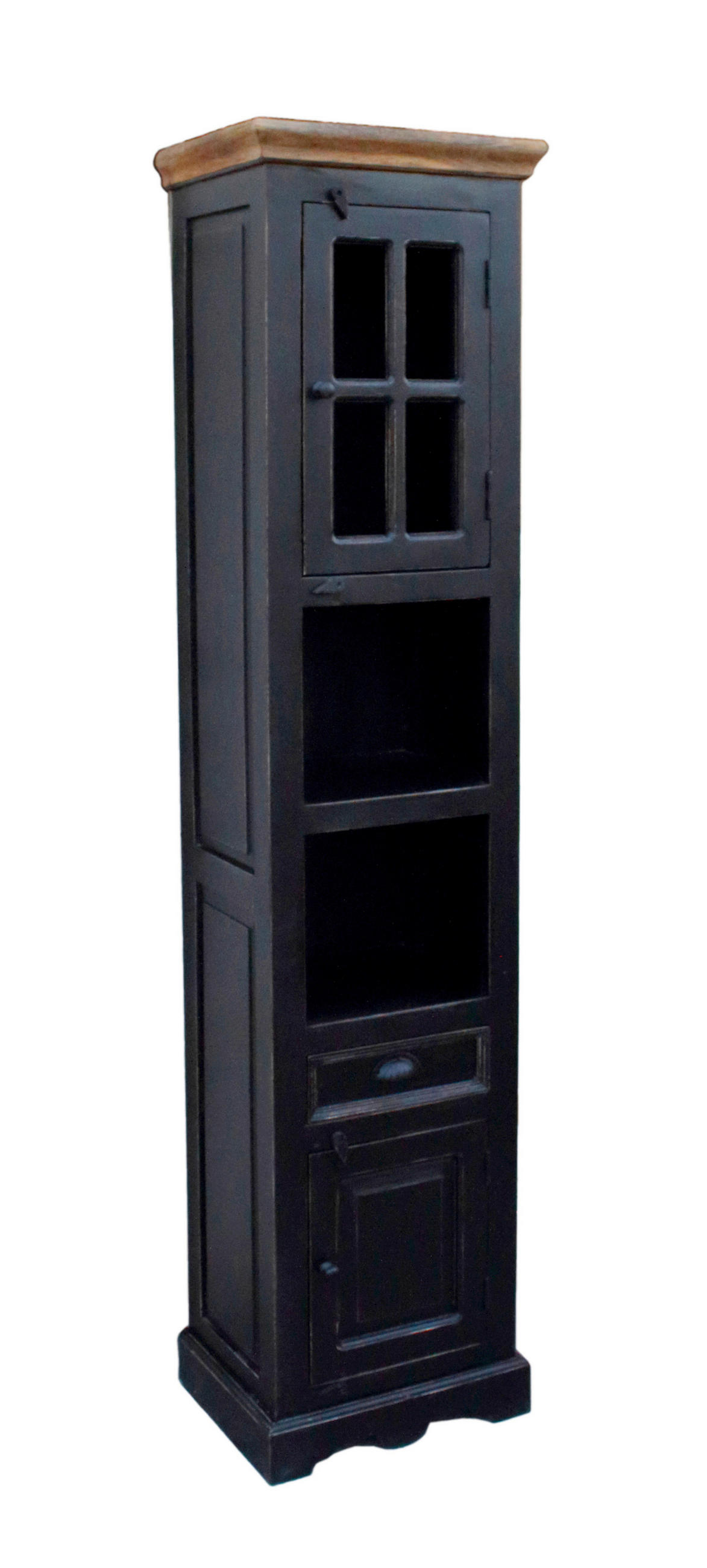 HOCHSCHRANK 44/188/35 cm  - Schwarz/Honig, Design, Glas/Holz (44/188/35cm) - MID.YOU