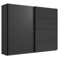 SCHWEBETÜRENSCHRANK in Graphitfarben, Schwarz  - Graphitfarben/Schwarz, Design, Glas/Holzwerkstoff (270/210/65cm) - Carryhome