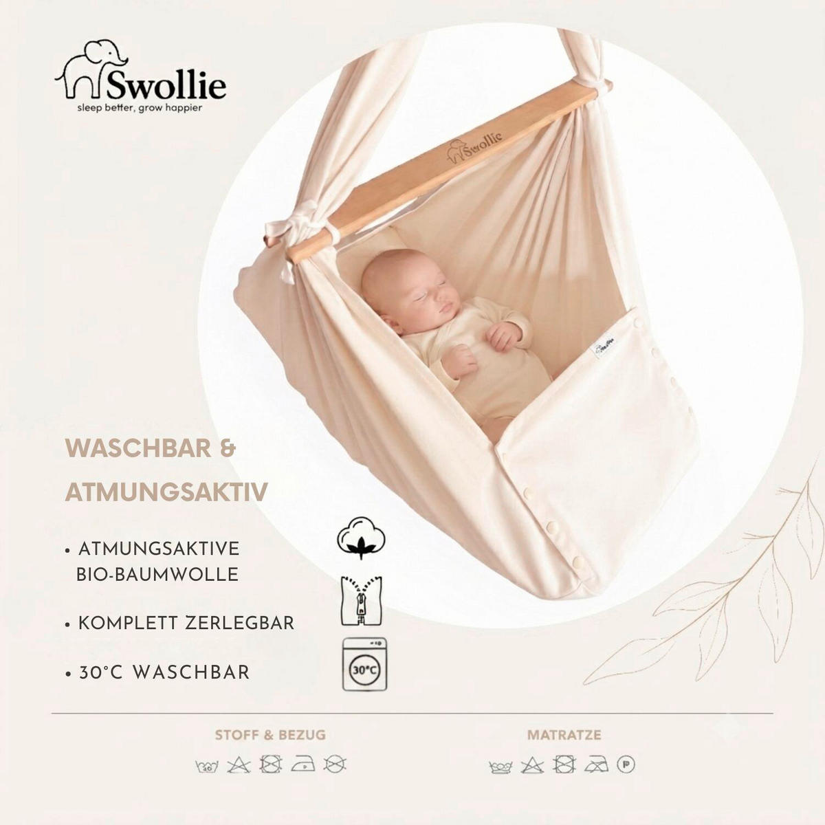 FEDERWIEGE  120/120/194 cm  - Grau, Basics, Textil (120/120/194cm)