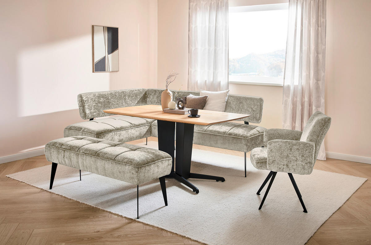 ECKBANK 162/212 cm Webstoff Taupe Metall   - Taupe/Schwarz, MODERN, Textil/Metall (162/212cm) - Welnova