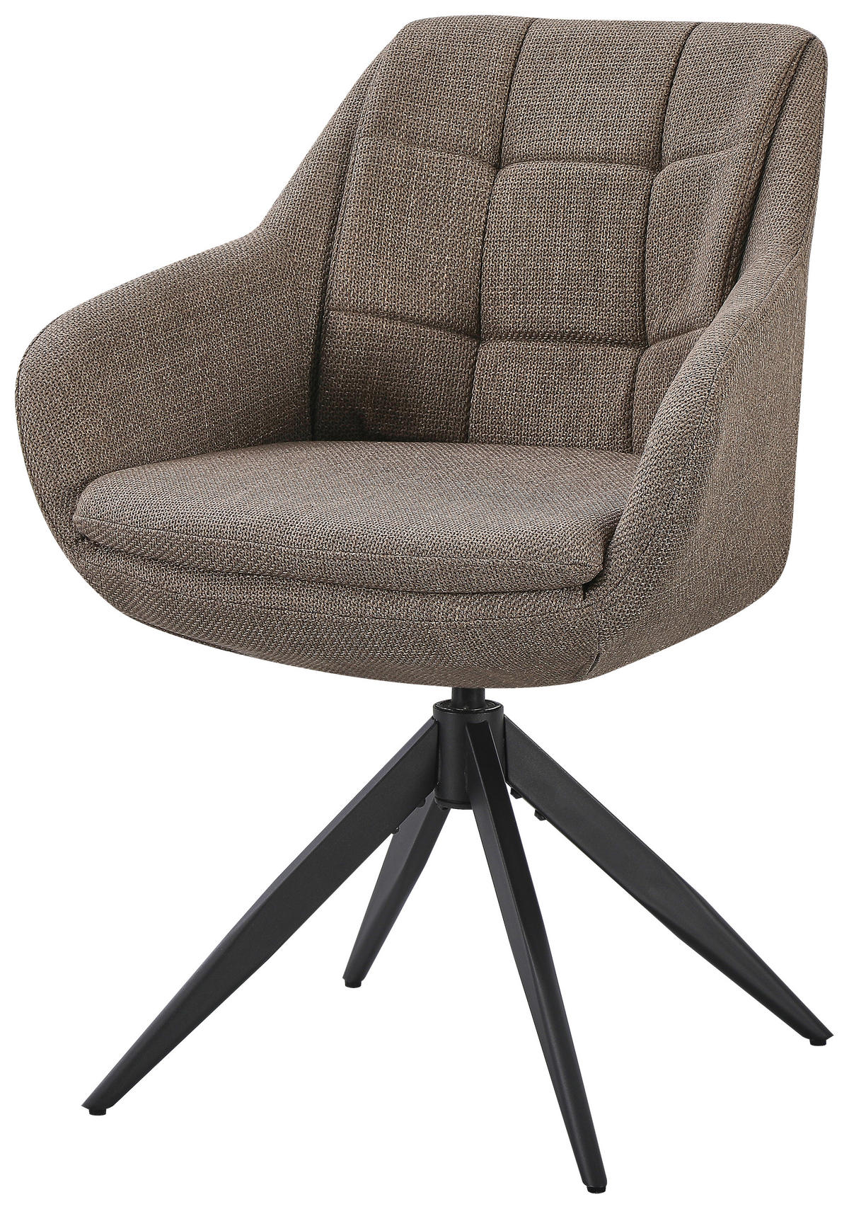 ARMLEHNSTUHL  Sitzfläche 360° drehbar, automatische Rückholfunktion Webstoff  Schwarz, Taupe  - Taupe/Schwarz, Design, Textil/Metall (62/83/61cm) - Novel
