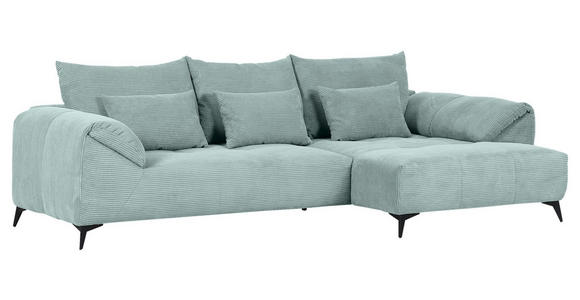 ECKSOFA in Cord Mintgrün  - Schwarz/Mintgrün, KONVENTIONELL, Textil/Metall (311/176cm) - Carryhome