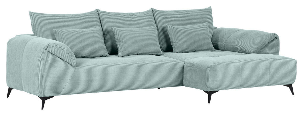 ECKSOFA in Cord Mintgrün  - Schwarz/Mintgrün, Konventionell, Textil/Metall (311/176cm) - Carryhome