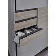 SCHWEBETÜRENSCHRANK  in Sahara, Eichefarben  - Eichefarben/Schwarz, MODERN, Glas/Holzwerkstoff (180/198/65cm) - Carryhome