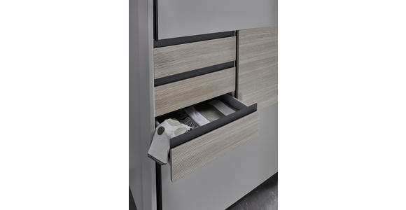 SCHWEBETÜRENSCHRANK in Sahara, Eichefarben - Eichefarben/Schwarz, MODERN, Glas/Holzwerkstoff (180/198/65cm) - Carryhome