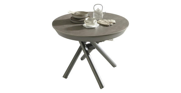COUCHTISCH/ESSTISCH 105-165/105/36-75 cm rund Anthrazit, Schieferfarben - Schieferfarben/Anthrazit, Design, Keramik/Metall (105-165/105/36-75cm) - Dieter Knoll