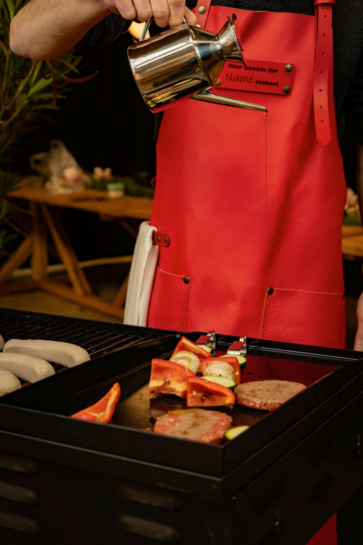 GRILLSCHÜRZE Rot  - Rot, Lifestyle, Leder (80/95/1cm) - Zebra 