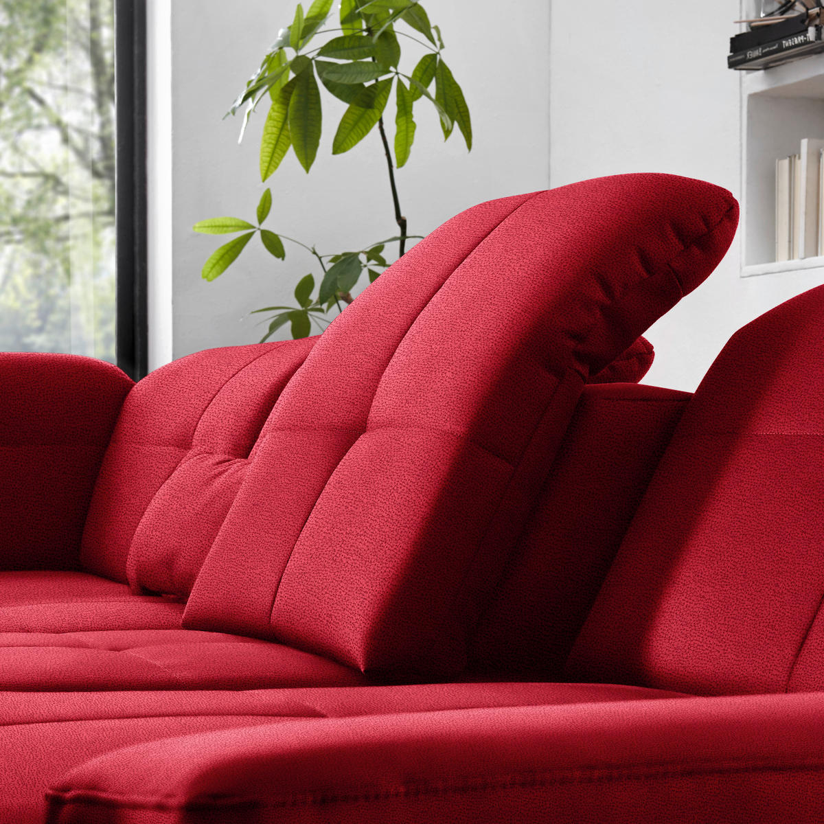 WOHNLANDSCHAFT  in Mikrofaser Rot  - Chromfarben/Rot, Design, Holzwerkstoff/Textil (260/371/195cm) - Beldomo Style