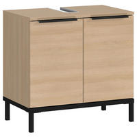 WASCHBECKENUNTERSCHRANK 60/58/38 cm  - Eichefarben/Schwarz, Modern, Holzwerkstoff/Metall (60/58/38cm) - Xora