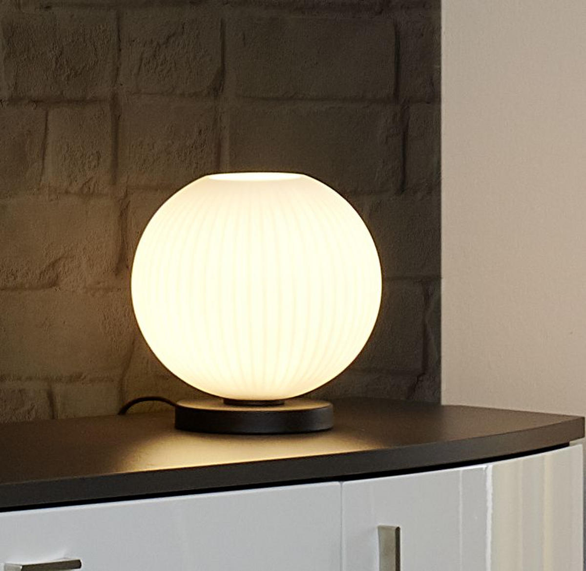STOLNÁ LAMPA, 25 cm - čierna/biela, Design, kov/sklo (25cm) - Dieter Knoll