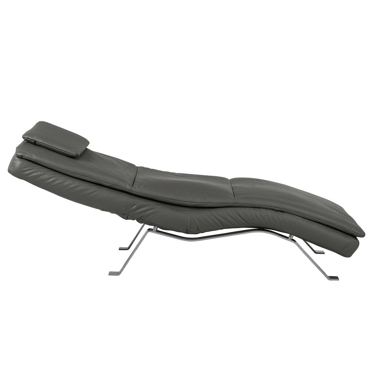 RELAXLIEGE in Echtleder Anthrazit  - Anthrazit/Silberfarben, Design, Leder/Metall (65/95/171cm) - Celina Home