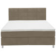 BOXSPRINGBETT 180/200 cm  in Graubraun  - Chromfarben/Graubraun, KONVENTIONELL, Kunststoff/Textil (180/200cm) - Voleo