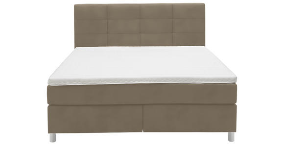 BOXSPRINGBETT 160/200 cm  in Graubraun  - Chromfarben/Graubraun, KONVENTIONELL, Kunststoff/Textil (160/200cm) - Voleo