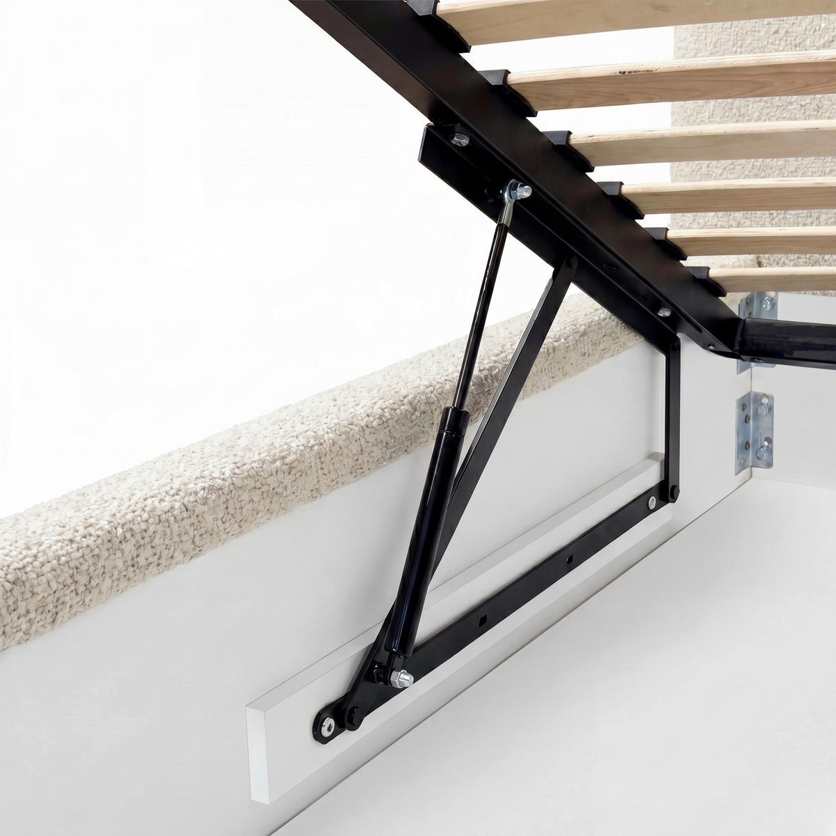 POLSTERBETT gepolstertes Kopfteil, Lattenrost, Bettkasten Naturfarben 180/200 cm  - Schwarz/Naturfarben, MODERN, Holz/Textil (180/200cm) - Livetastic