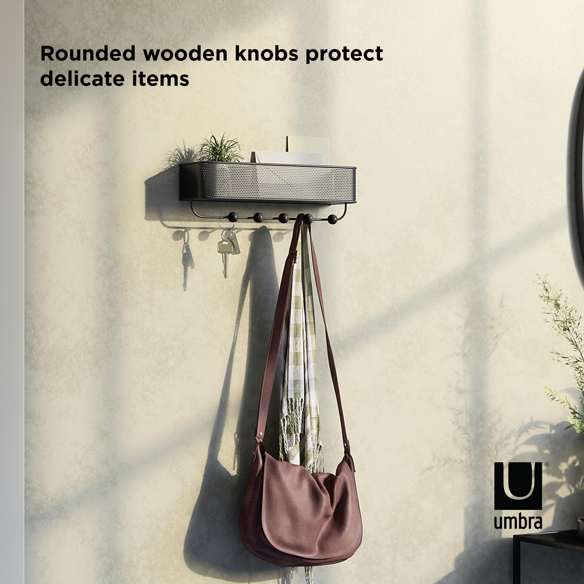 VISEČI ORGANIZATOR         9/9/32 cm            - črna/rjava, Basics, kovina (9/9/32cm) - Umbra