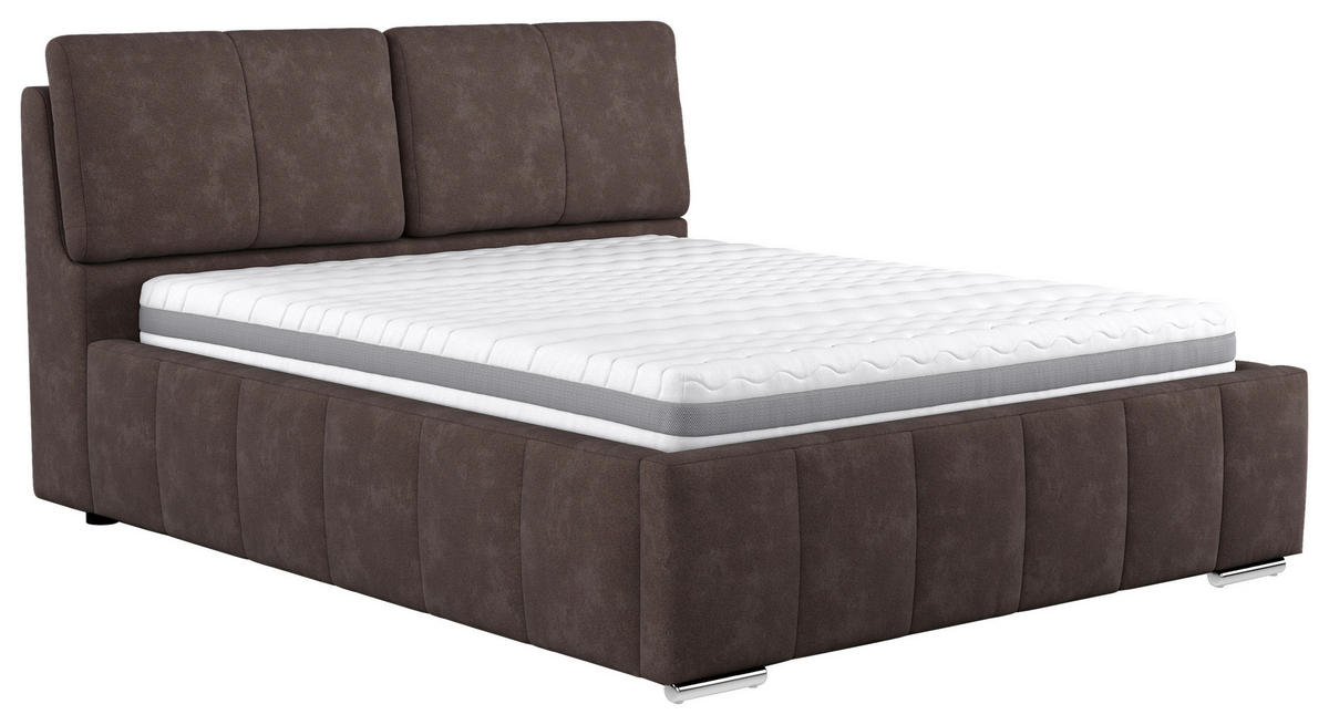 ČALÚNENÁ POSTEĽ, 180/200 cm, hnedá - hnedá/farba buka, Basics, kov/drevo (180/200cm) - Welnova