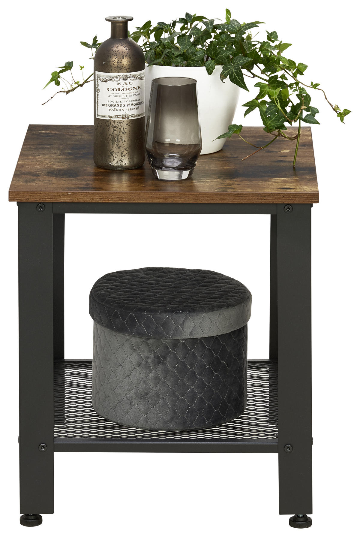 BEISTELLTISCH in Metall, Holzwerkstoff 40/40/45 cm  - Walnussfarben/Schwarz, Trend, Holzwerkstoff/Metall (40/40/45cm) - Carryhome