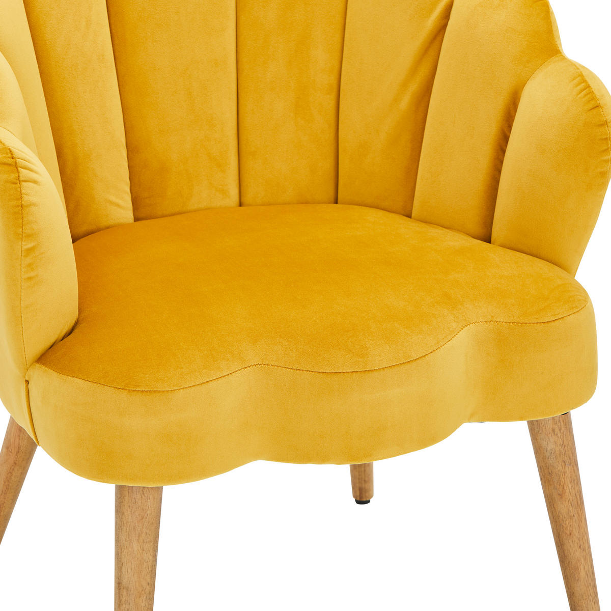SESSEL Samt Gelb, Ecru    - Ecru/Gelb, Design, Holz/Textil (67/80/65cm) - MID.YOU