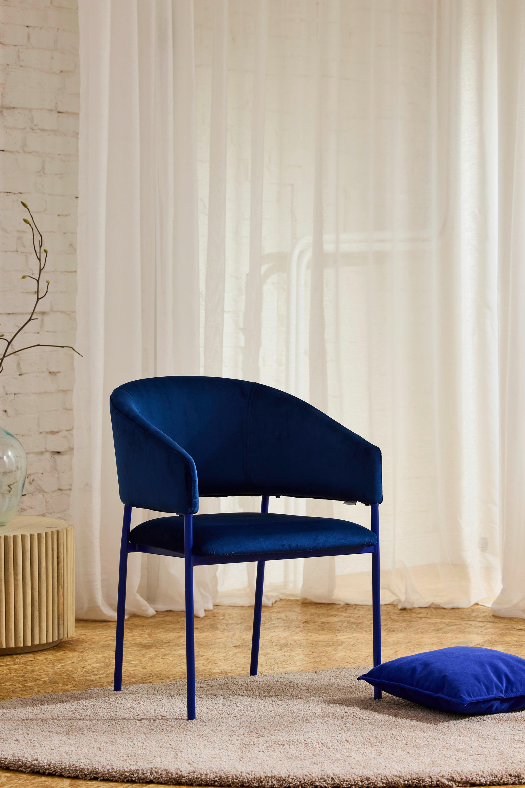 ARMLEHNSTUHL  in Stahl Samt  - Blau/Dunkelblau, Basics, Textil/Metall (58/81,5/58cm) - Tom Tailor