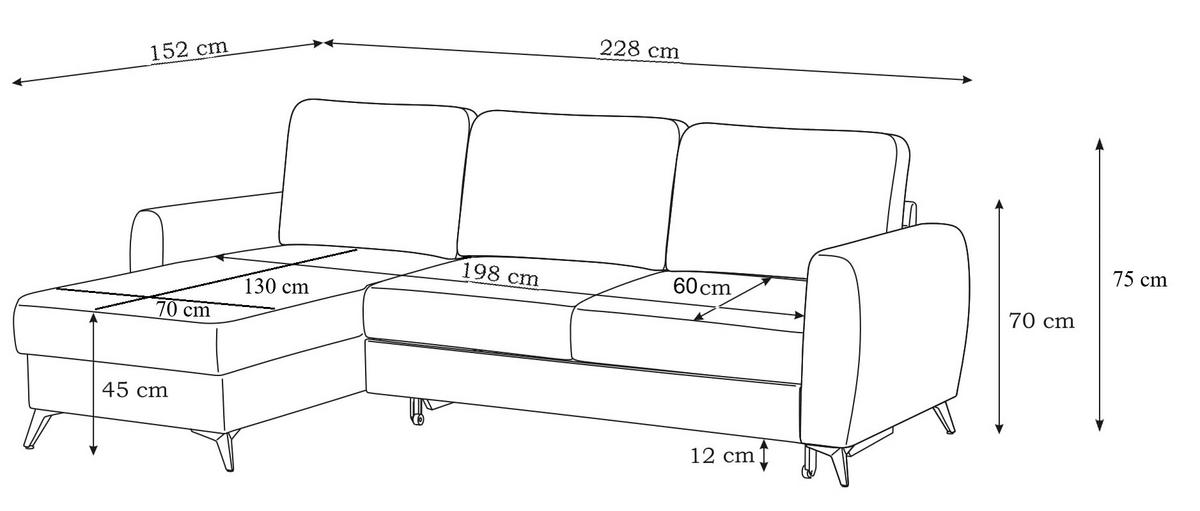 ROZKLADACIA ROHOVÁ SEDAČKA, kov, textil, kompozitné drevo, červenohnedá - hnedá/červenohnedá, Konventionell, kov/kompozitné drevo (230/150cm) - MID.YOU