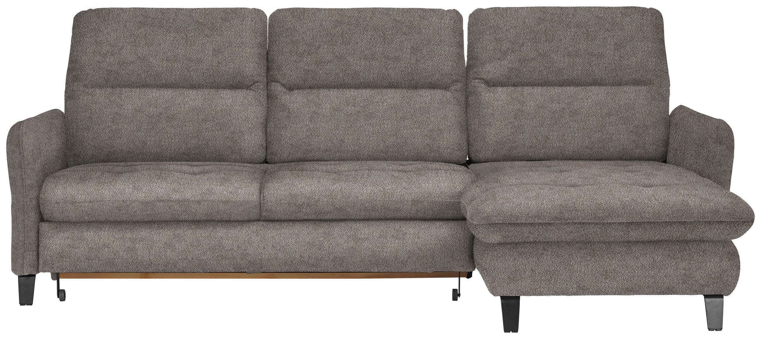 ECKSOFA in Flachgewebe Greige  - Greige/Schwarz, KONVENTIONELL, Textil/Metall (254/190cm) - Stylife