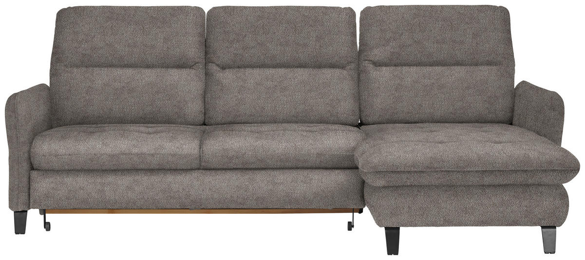 ECKSOFA Greige Flachgewebe  - Greige/Schwarz, KONVENTIONELL, Textil/Metall (254/190cm) - Livetastic