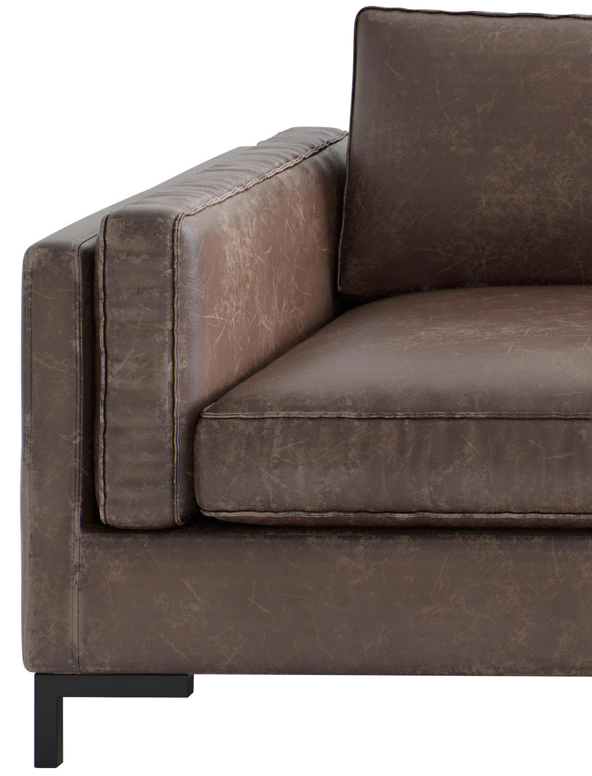 ECKSOFA Braun Lederlook, Flachgewebe  - Schwarz/Braun, Design, Textil/Metall (265/160cm) - Livetastic