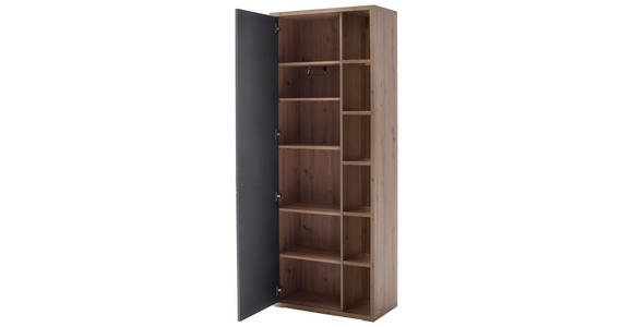 GARDEROBENSCHRANK 76/199/37 cm  - Eichefarben/Anthrazit, Design, Holzwerkstoff/Metall (76/199/37cm) - Xora