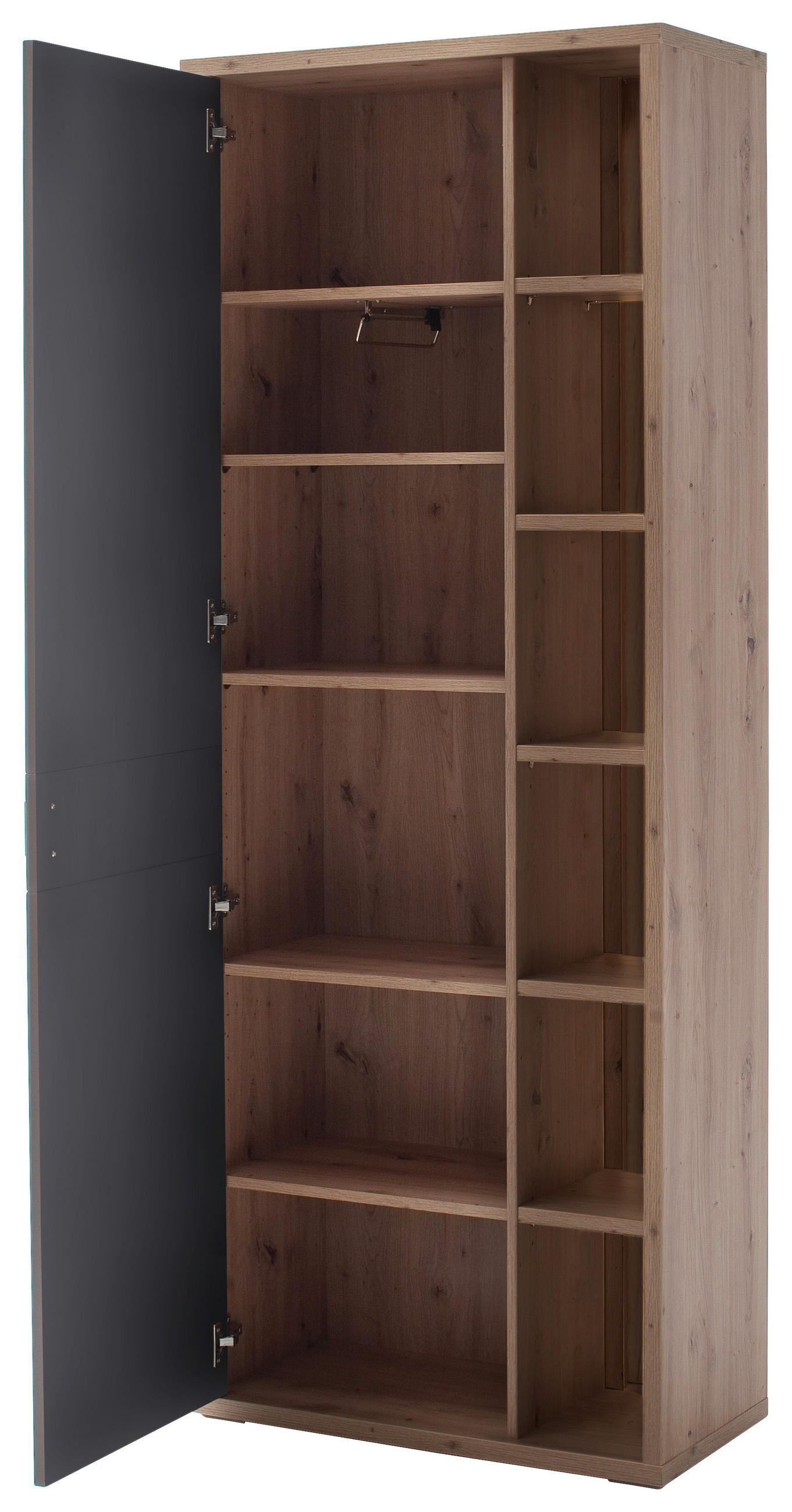 GARDEROBENSCHRANK 76/199/37 cm  - Eichefarben/Anthrazit, Design, Holzwerkstoff/Metall (76/199/37cm) - Xora