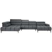 WOHNLANDSCHAFT in Webstoff Dunkelgrau  - Dunkelgrau/Schwarz, Design, Textil/Metall (216/385/177cm) - Welnova