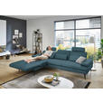 ECKSOFA in Echtleder Blau  180/310 cm  - Blau/Schwarz, Design, Leder/Metall (180/310cm) - Dieter Knoll