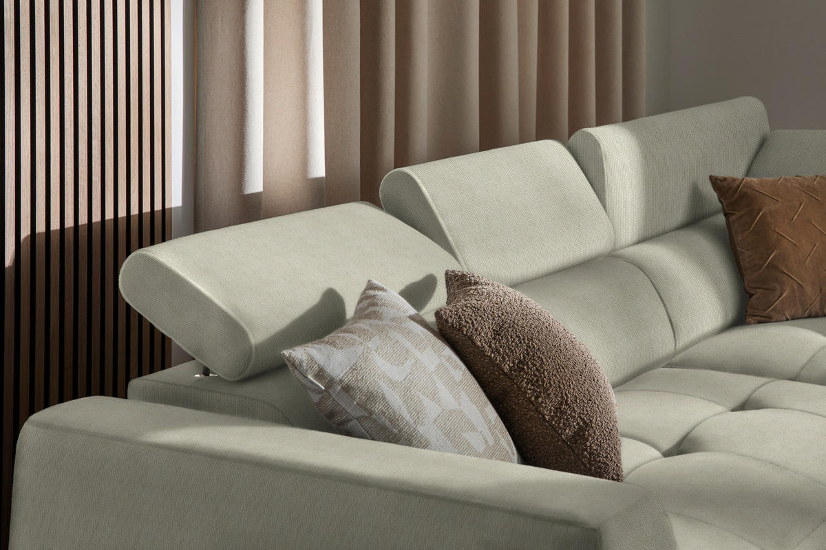 ECKSOFA in Struktur Greige  - Greige/Schwarz, Design, Kunststoff/Textil (284/205cm) - MID.YOU