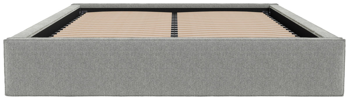 POLSTERBETT 120/200 cm,  in Hellgrau, Lattenrost, Bettkasten,  - Hellgrau/Schwarz, Design, Holz/Textil (120/200cm) - Chameo