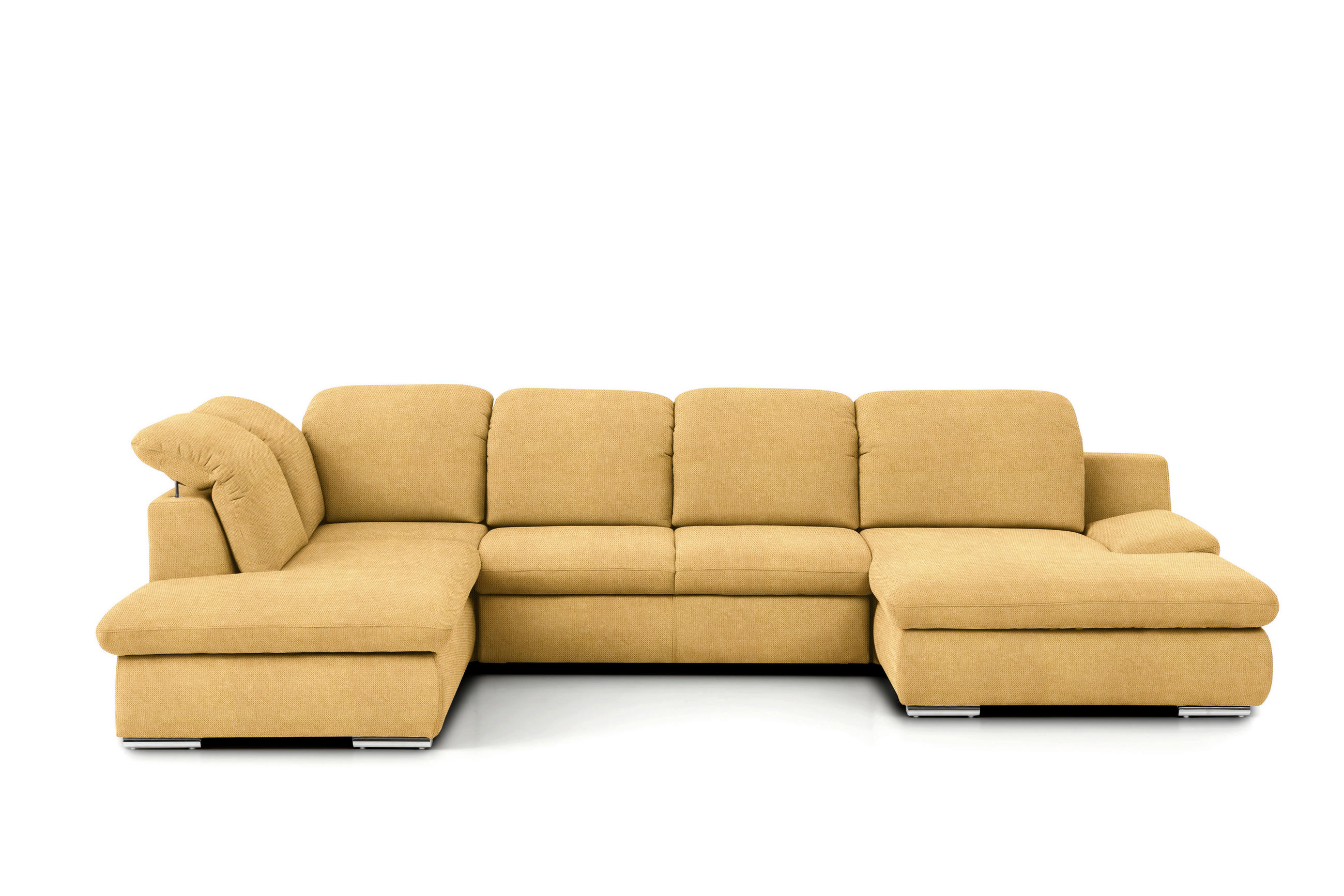 WOHNLANDSCHAFT Gelb Chenille  - Chromfarben/Gelb, Design, Textil/Metall (212/353/165cm) - Livetastic