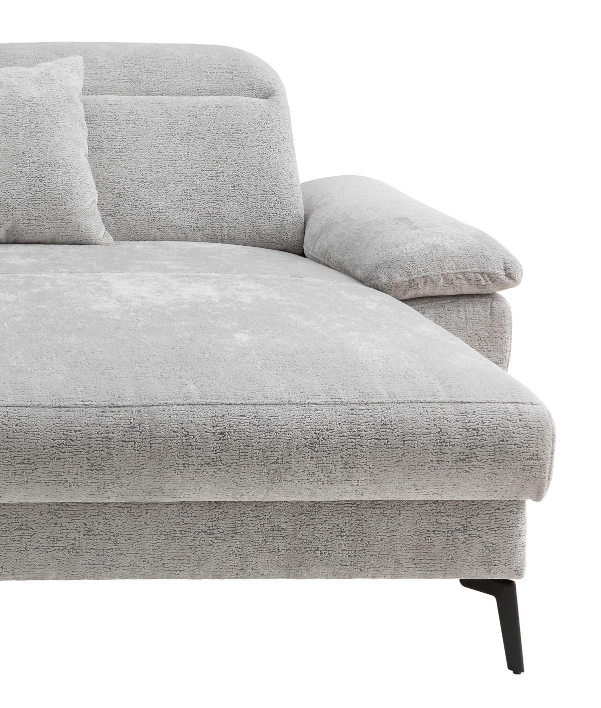 ECKSOFA Struktur Silberfarben  - Silberfarben/Schwarz, Konventionell, Textil/Metall (300/178cm) - Livetastic