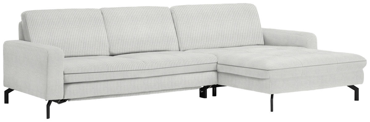 ECKSOFA in Cord Ecru  - Ecru/Schwarz, Design, Textil/Metall (302/178cm) - Beldomo Style