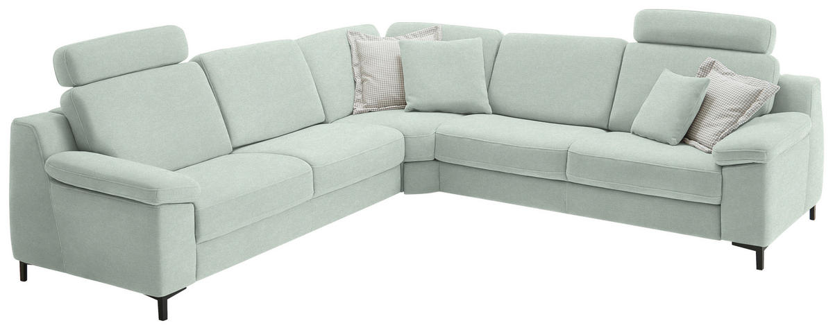 ECKSOFA in Chenille Hellgrün  278/278 cm  - Schwarz/Hellgrün, Design, Textil/Metall (278/278cm) - Valdera