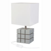 TISCHLEUCHTE Rubi 16/16/30 cm  - Weiß/Grau, Basics, Holz/Textil (16/16/30cm)