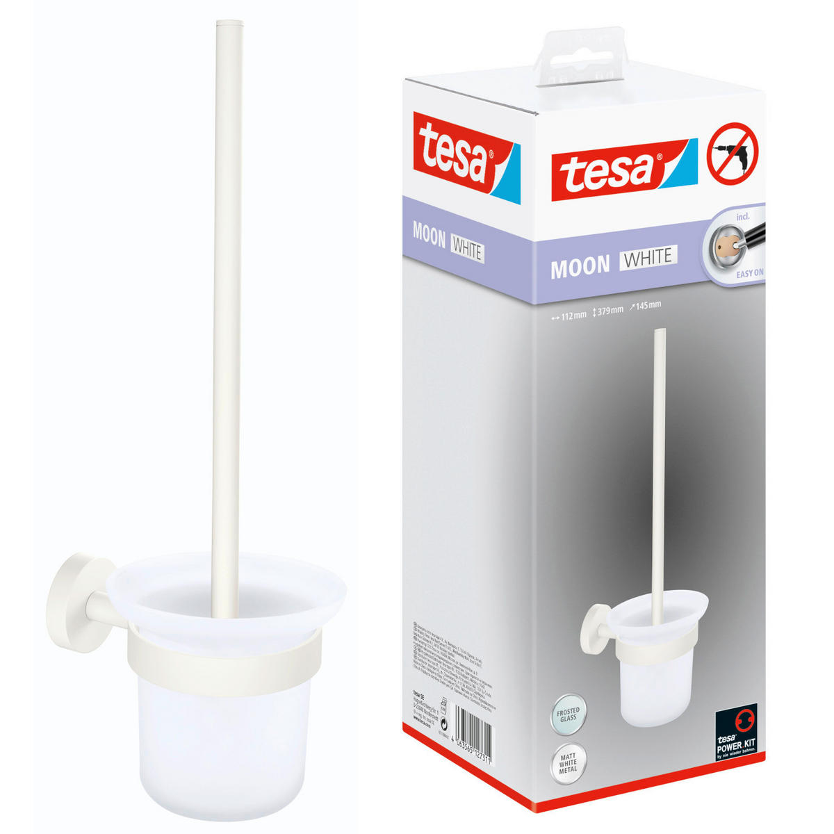 WC-BÜRSTENGARNITUR - Weiß, Basics, Glas/Kunststoff (11/38/15cm) - Tesa