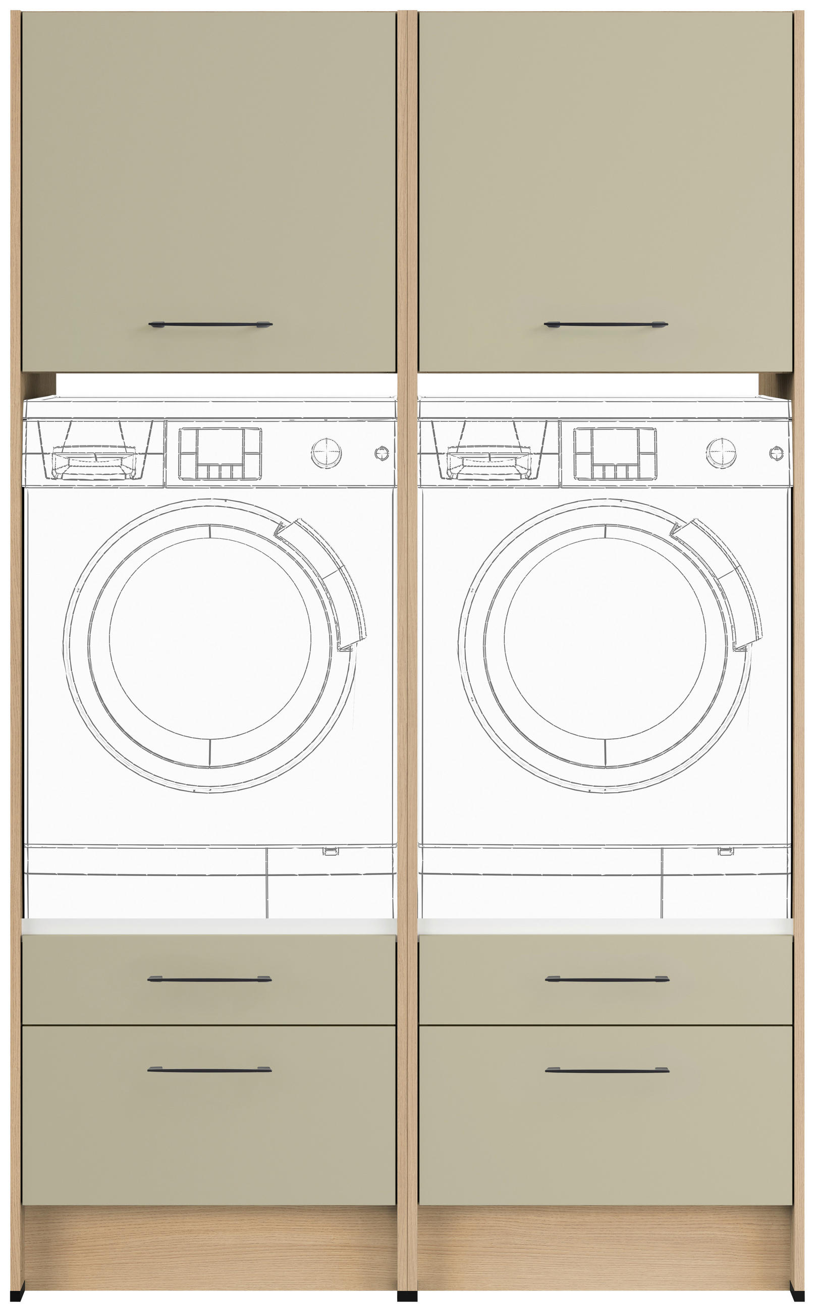 WASCHMASCHINENSCHRANK 126,4/206,2/68,5 cm  in Eichefarben, Salbeigrün  - Salbeigrün/Eichefarben, Basics, Holzwerkstoff/Metall (126,4/206,2/68,5cm) - Impuls