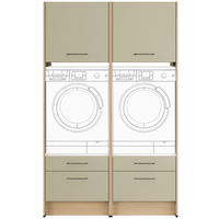 WASCHMASCHINENSCHRANK 126,4/206,2/68,5 cm Eichefarben, Salbeigrün  - Eichefarben/Salbeigrün, Basics, Holzwerkstoff/Metall (126,4/206,2/68,5cm) - Impuls