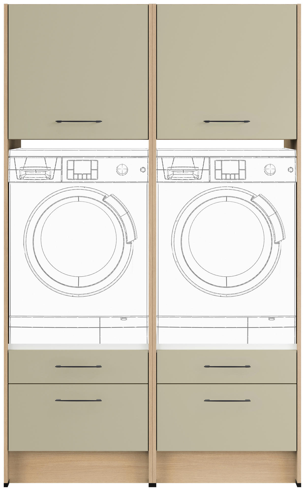 WASCHMASCHINENSCHRANK 126,4/206,2/68,5 cm Eichefarben, Salbeigrün  - Eichefarben/Salbeigrün, Basics, Holzwerkstoff/Metall (126,4/206,2/68,5cm) - Impuls