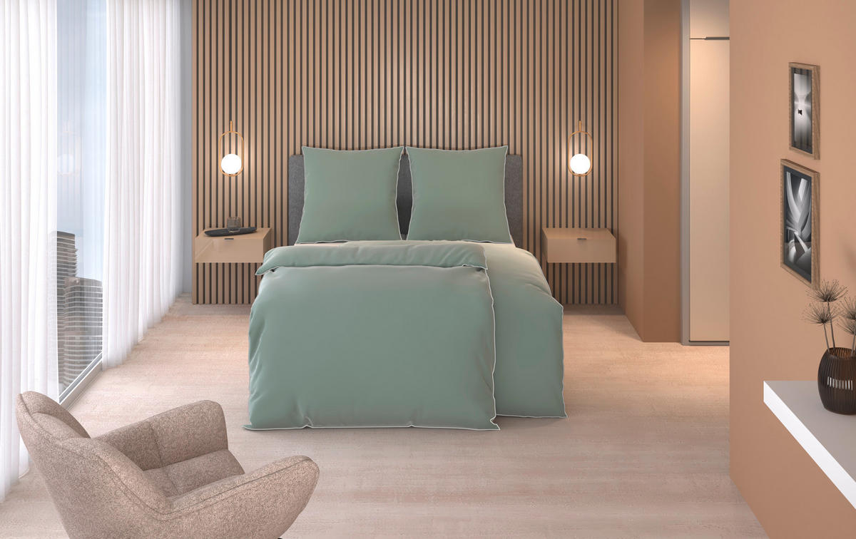 BETTWÄSCHE Calla Flachgewebe 155/220 cm  - Salbeigrün, Basics, Textil (155/220cm) - Dieter Knoll