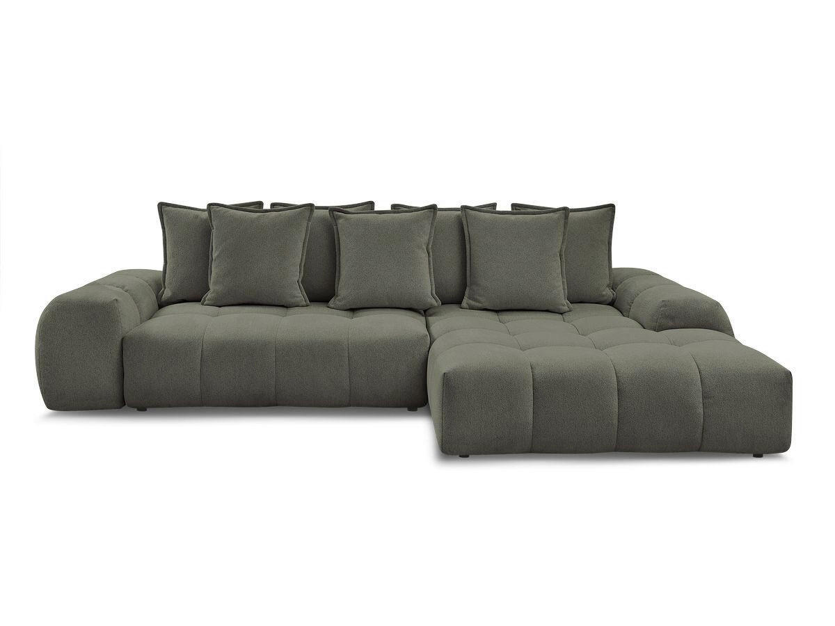 ECKSCHLAFSOFA EVEREST  mit Rücken echt, Armteil links, Armteil rechts Flachgewebe Grün  - Schwarz/Grün, MODERN, Kunststoff/Textil (318/180cm) - Livetastic