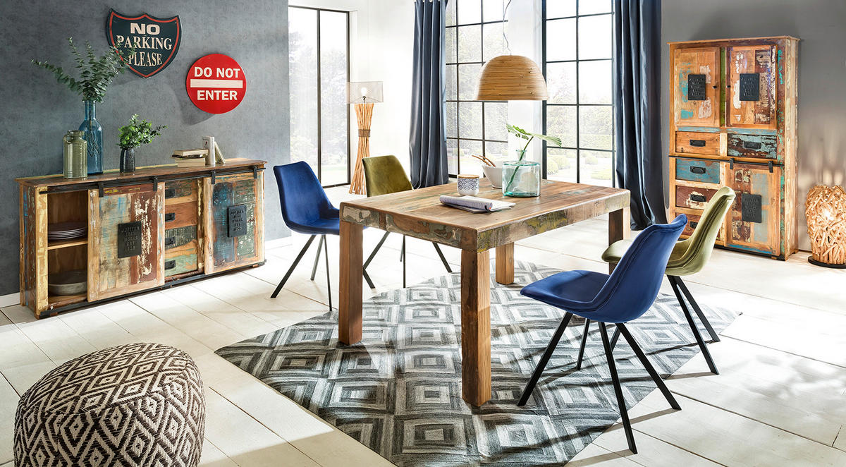 SIDEBOARD  150/81/38 cm 4 Schublade(n)  - Multicolor/Schwarz, Design, Holz/Metall (150/81/38cm) - MID.YOU